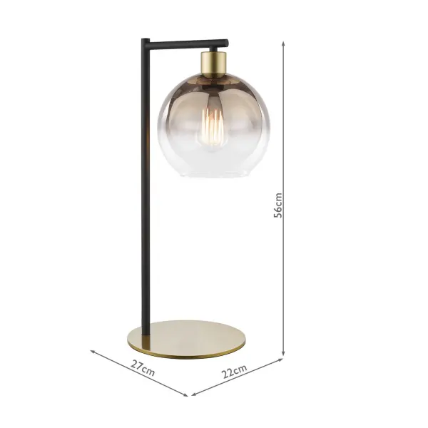 Lycia Satin Gold Table Lamp C/W Gold Ombre Glass
