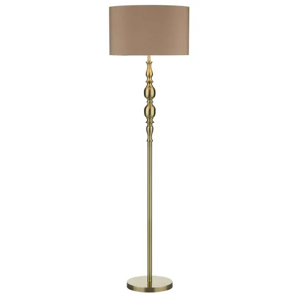 Madrid Ball Floor Lamp complete with Shade Antique Brass
