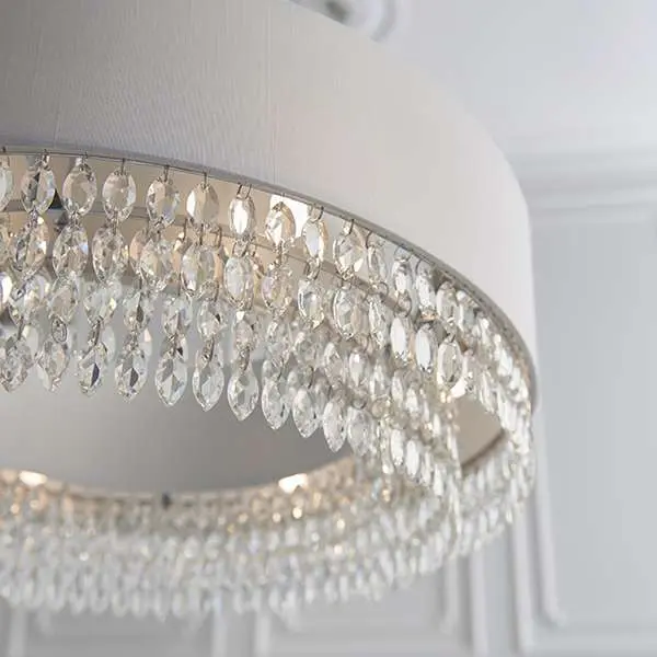 Malmesbury 6 Light Pendant in Polished Chrome C/W Silver Grey