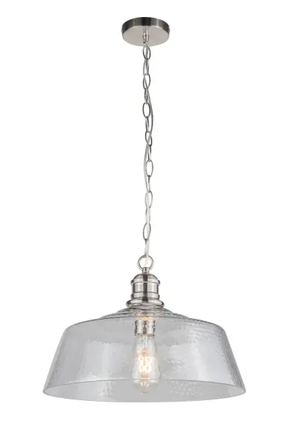 Millar Single Glass Pendant in Satin Chrome