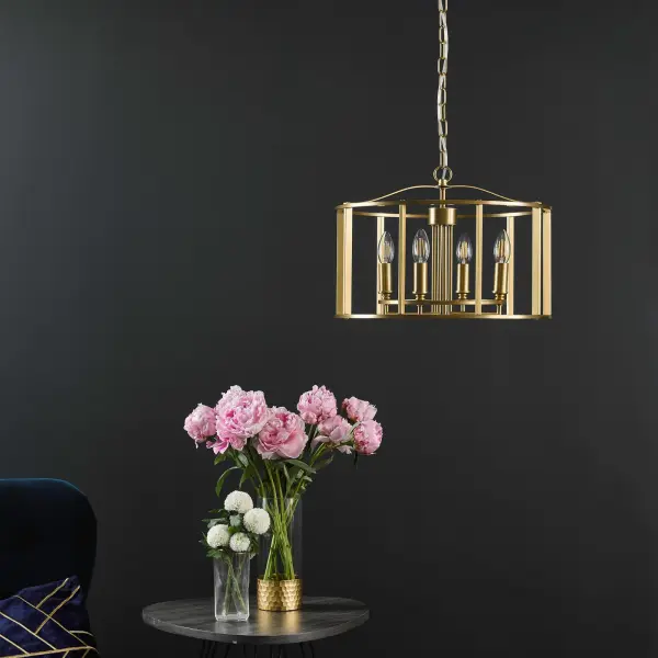 Myka 4 Light Brushed Brass Lantern