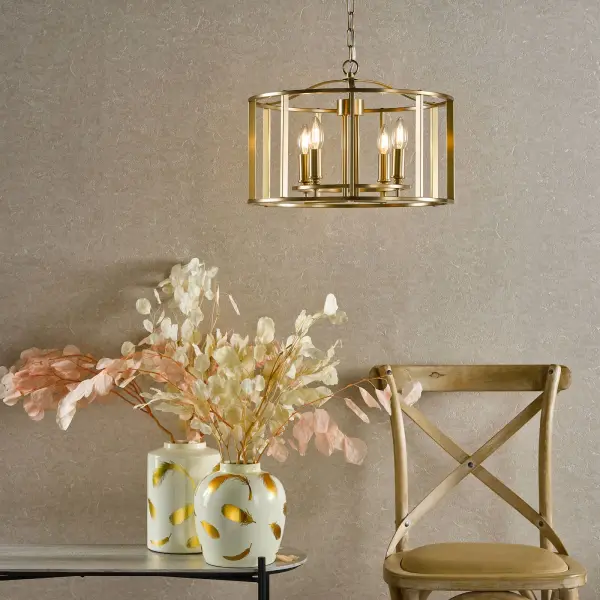 Myka 4 Light Brushed Brass Lantern