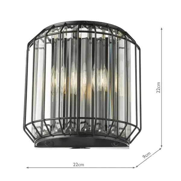 Naeva 2 Light Black Wall Fitting