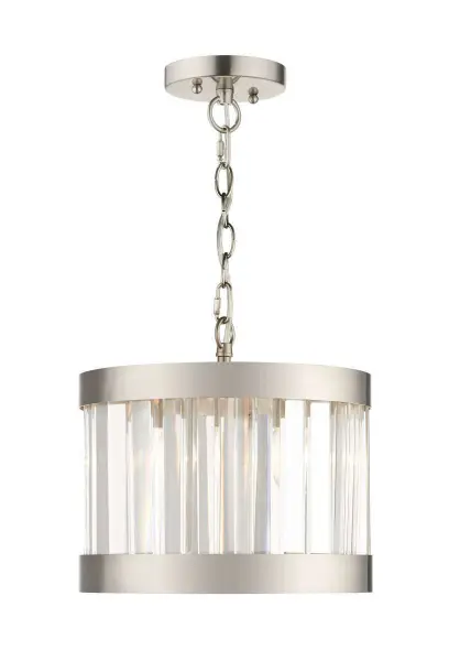 Pandora 1 Light Crystal Pendant Satin Chrome