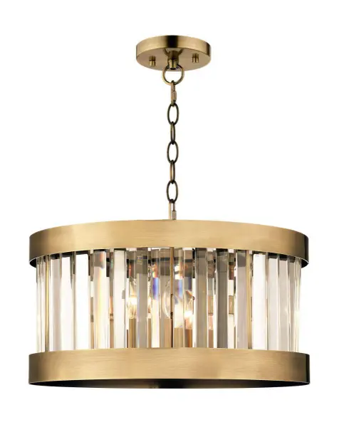 Pandora 3 Light Crystal Pendant Antique Brass