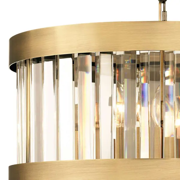 Pandora 3 Light Crystal Pendant Antique Brass
