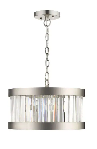 Pandora 3 Light Crystal Pendant Satin Chrome