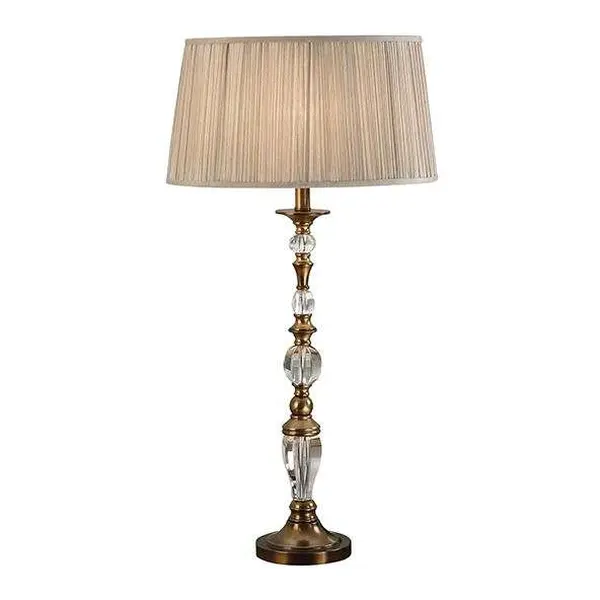 Polina antique Brass Large Table & Beige Shade 60W SW