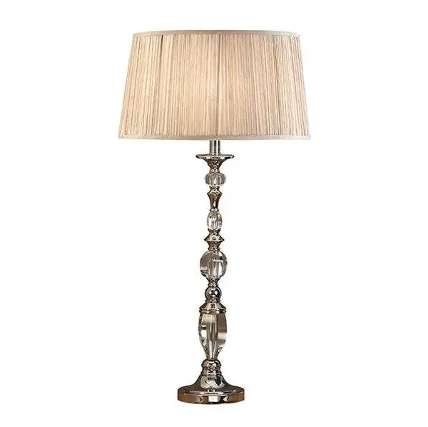 Polina Nickel Large Table & Beige Shade 60W SW