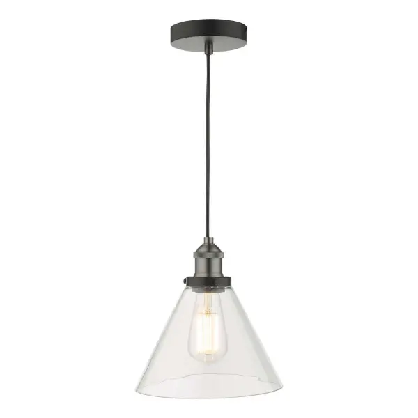 Ray 1 Light Pendant Antique Nickel with Clear Glass