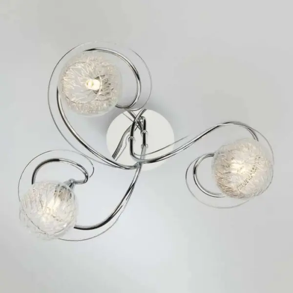 Rehan 3lt Semi Flush Decorative Glass Polished Chrome Frame