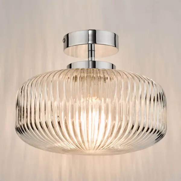 Riva Semi Flush Polished Chrome Bathroom IP44
