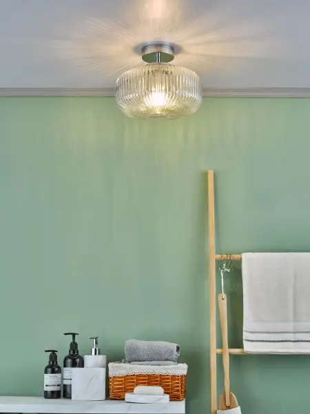 Riva Semi Flush Polished Chrome Bathroom IP44