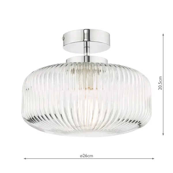 Riva Semi Flush Polished Chrome Bathroom IP44