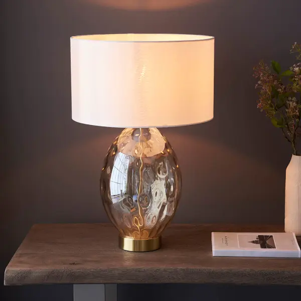 Elin Brass & Champagne Lustre Touch Table Lamp C/W Shade