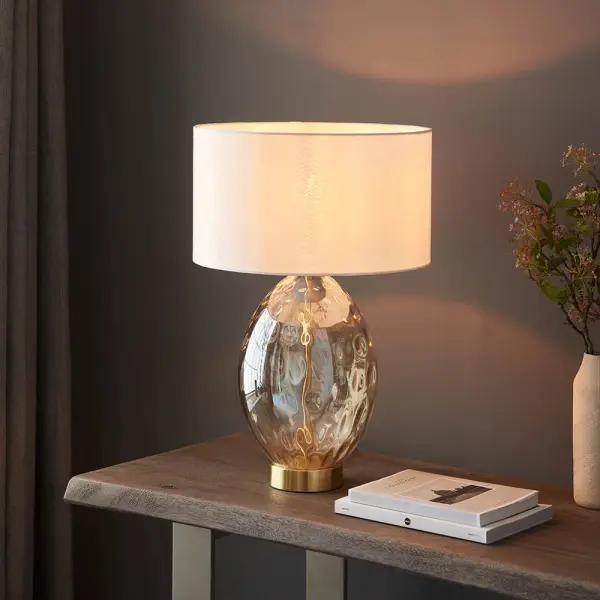 Elin Brass & Champagne Lustre Touch Table Lamp C/W Shade