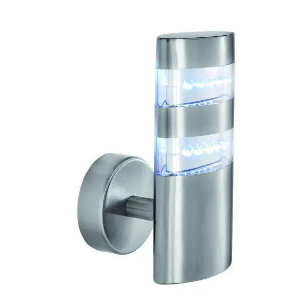 Satin Silver Ip44 24 Led Outdoor Wall Light With Clear Diffuser