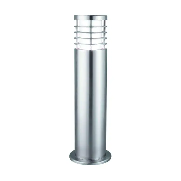Satin Silver Ip44 Bollard Light With Polycarbonate Diffuser