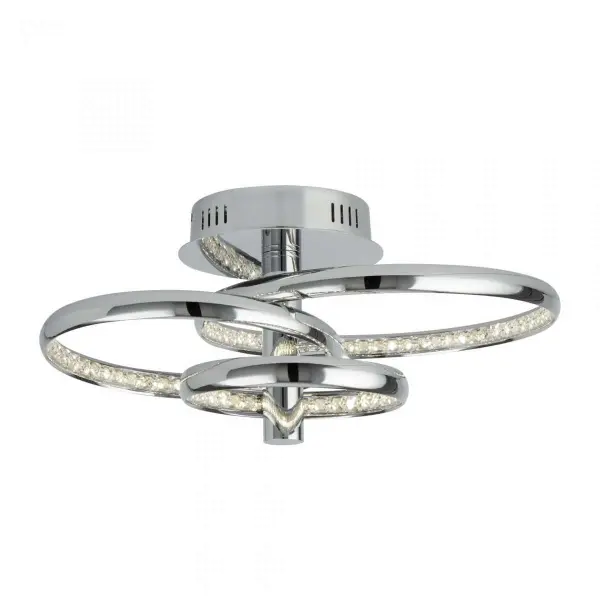Searchlight 3133-3CC Rings 3 Light 28W LED Ceiling Flush Chrome Clear Crystal