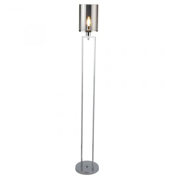 Searchlight 9053CC Catalina Chrome Floor Lamp With Smoked Glass Shades