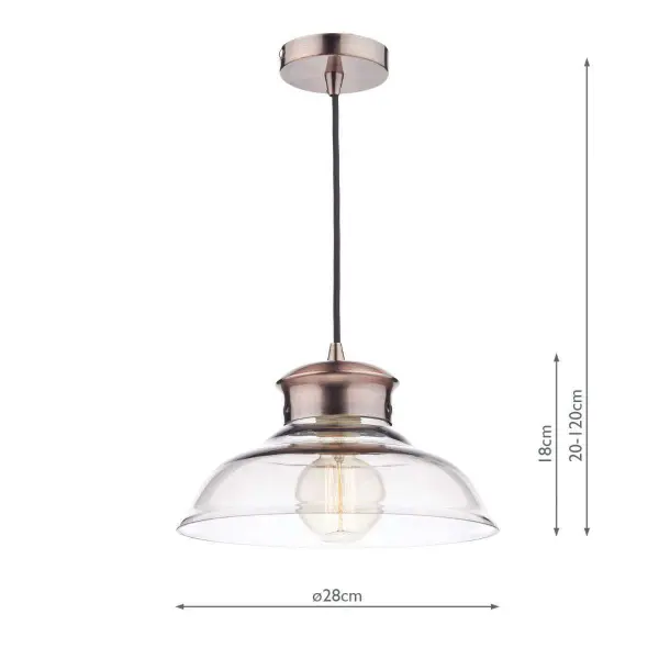 Siren Single Copper Pendant with Clear Glass Shade