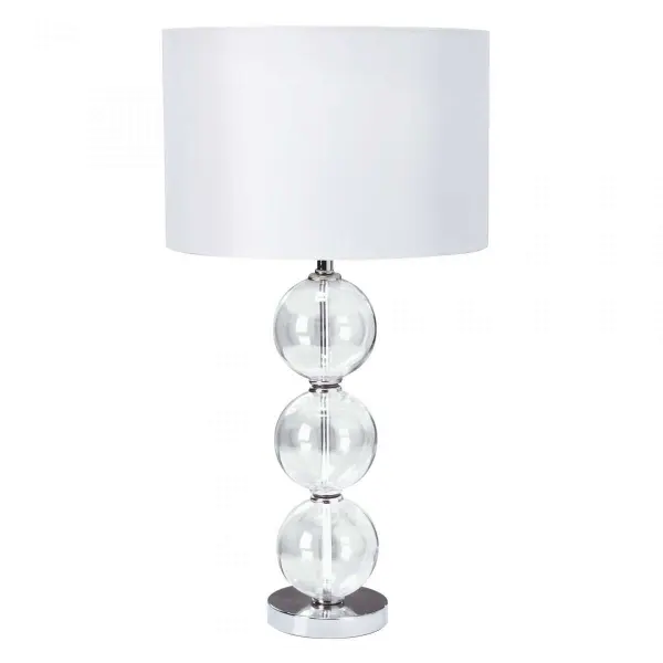 Table Lamp Clear Glass Ball Stacked With White Shade