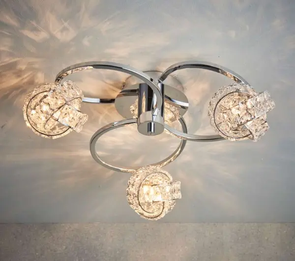 Talia Chrome & Crystal 3 Light Semi-Flush Fitting