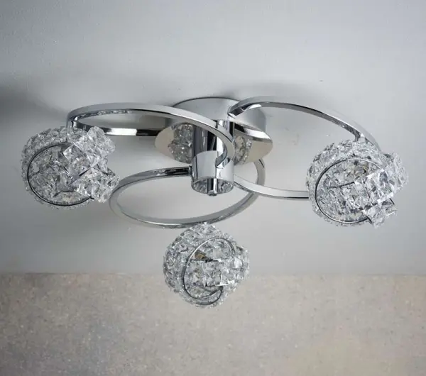 Talia Chrome & Crystal 3 Light Semi-Flush Fitting