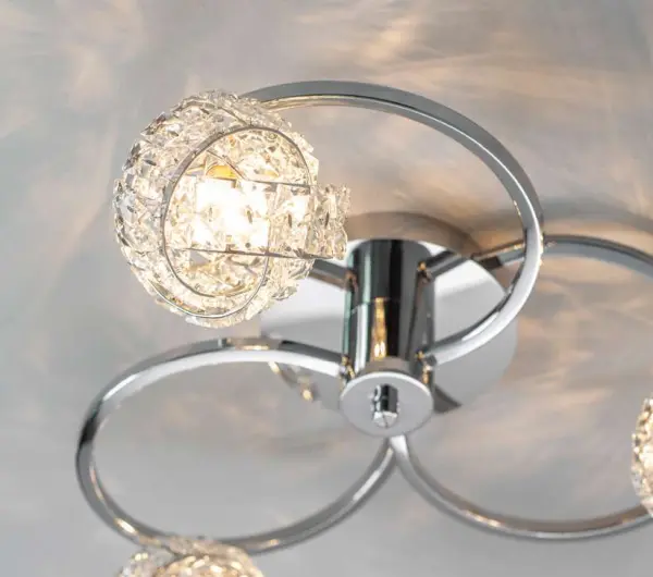 Talia Chrome & Crystal 3 Light Semi-Flush Fitting