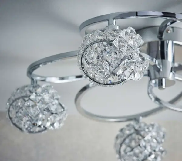 Talia Chrome & Crystal 5 Light Semi-Flush Fitting