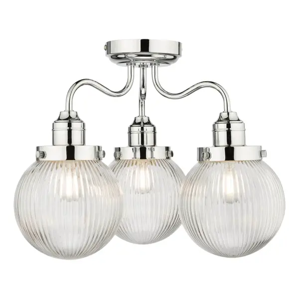 Tamara 3 Light Semi Flush in Polished Chrome IP44