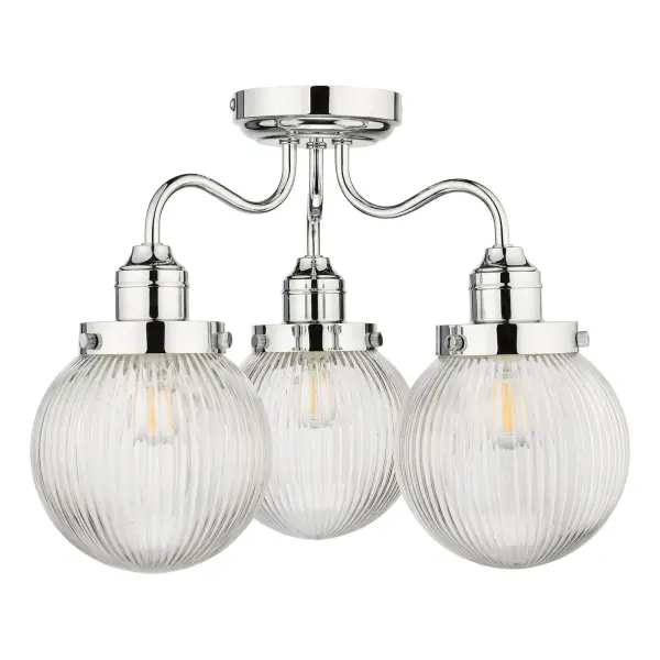 Tamara 3 Light Semi Flush in Polished Chrome IP44