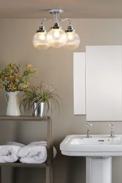 Tamara 3 Light Semi Flush in Polished Chrome IP44