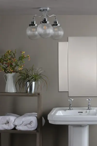Tamara 3 Light Semi Flush in Polished Chrome IP44