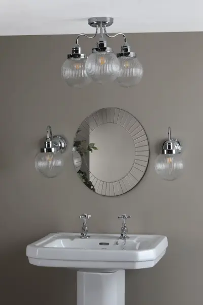 Tamara 3 Light Semi Flush in Polished Chrome IP44