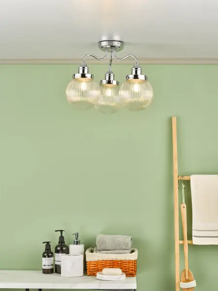 Tamara 3 Light Semi Flush in Polished Chrome IP44