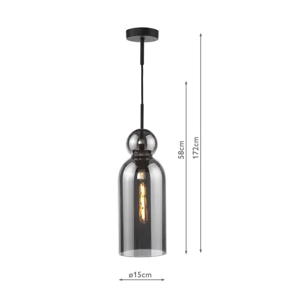 Tao Matt Black & Smoked Glass Pendant