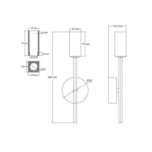 Topaz 1 Light Polished Chrome Wall Light c/w Square Glass
