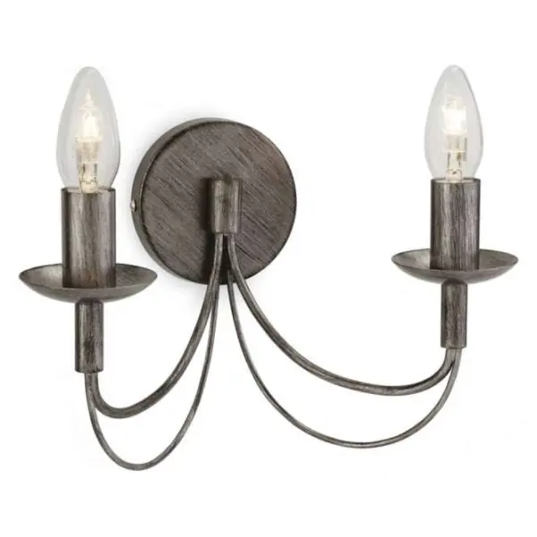 Traditional Antique Silver Candle Stick Wall 2 Light