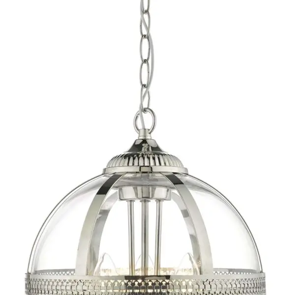 Vanessa 3lt Pendant Polished Nickel & Glass