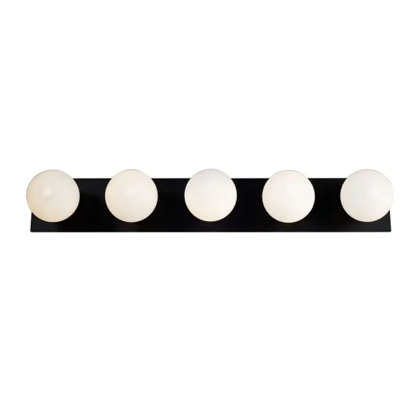 Vanity 5 Light Matt Black & Opal Glass IP44