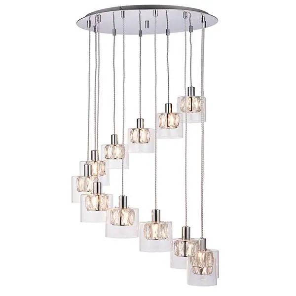 Verina 12 Light Pendant in Chrome with Clear Glass