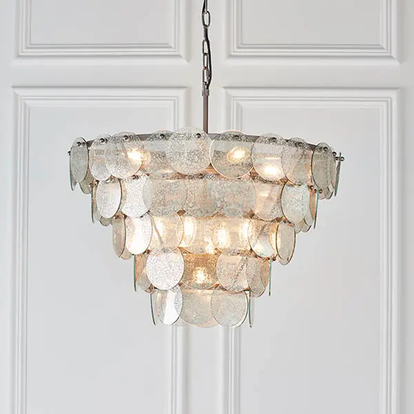 Bella Antique Silver 9 Light Chandelier