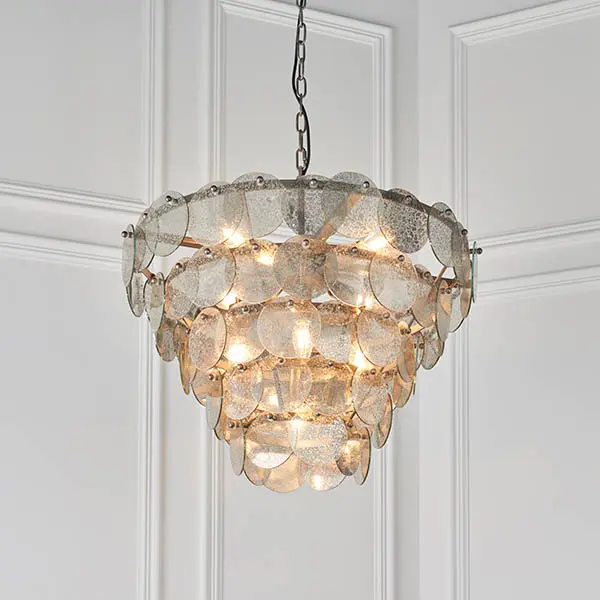 Bella Antique Silver 9 Light Chandelier