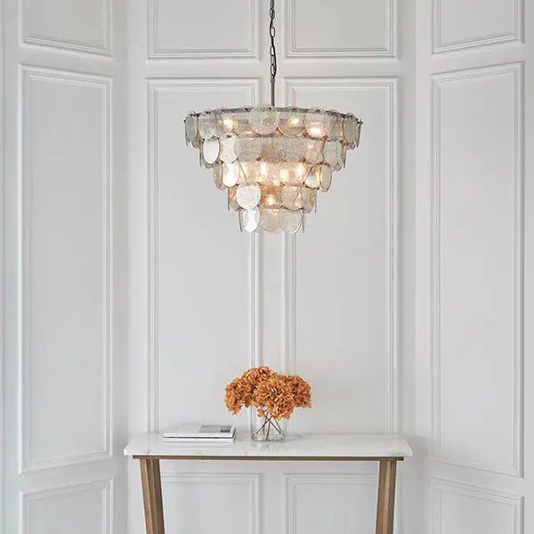Bella Antique Silver 9 Light Chandelier