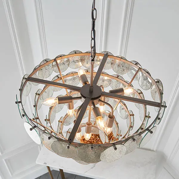 Bella Antique Silver 9 Light Chandelier