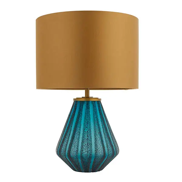 Turquoise Glass Table Lamp C/W Shade