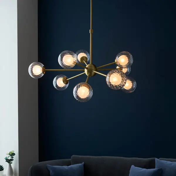 March 9 Light Ceiling Pendant in Satin Brass