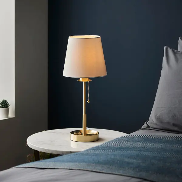 Roe Satin Brass Table Lamp C/W Shade