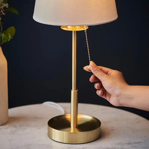 Roe Satin Brass Table Lamp C/W Shade